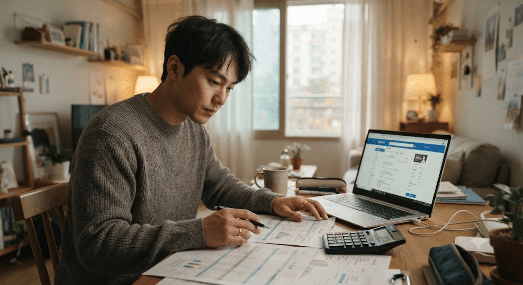 국민취업지원제도 대상인지 가구소득을 계산해 보는 한국인 청년 구직자